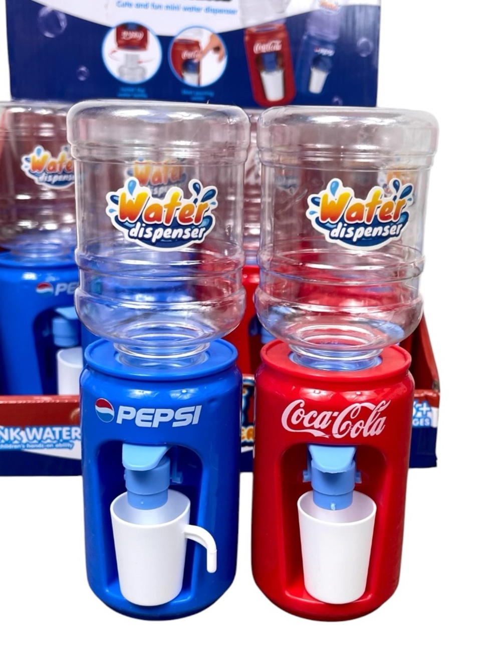 2/$10 Pepsi and Coca-Cola Mini Water Dispenser Set - Blue and Red
